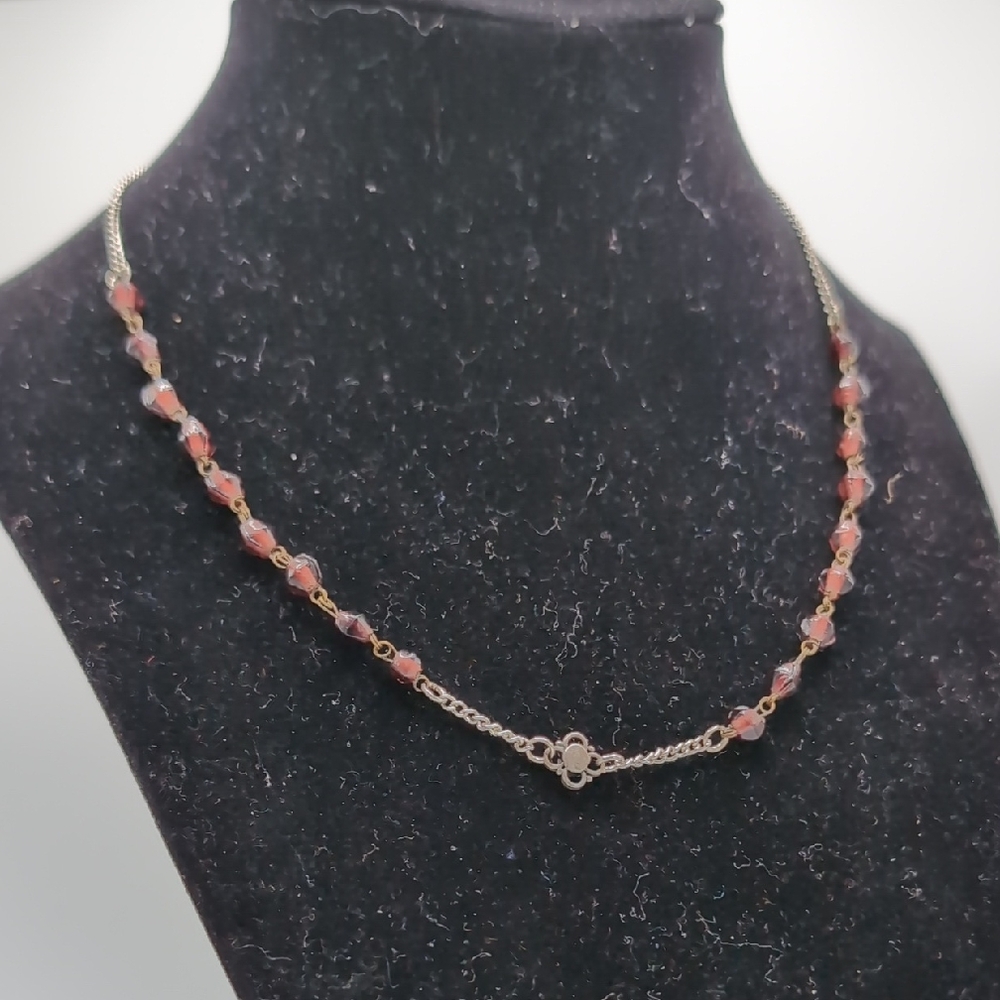 Elegant Silver and Pink Beaded Necklace